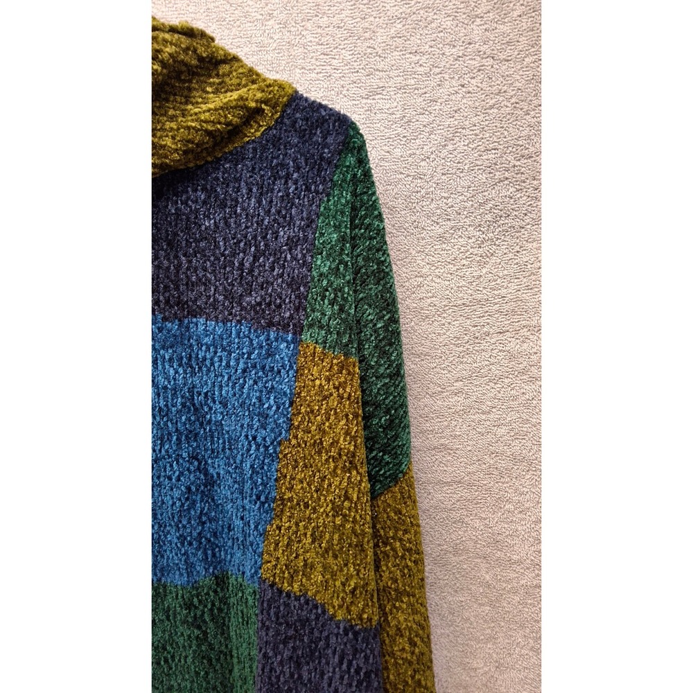 Vintage AllPoints ChenilleColorblock PatchworkTurtleneck SweaterGreen Blue L
(8) - Picture 4 of 9
